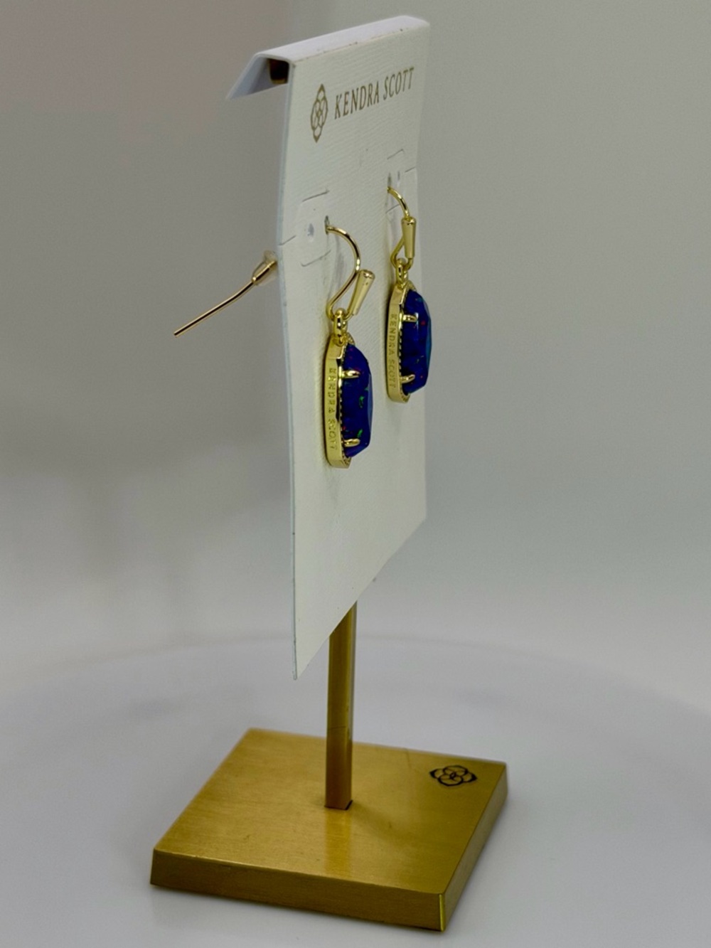 Kendra Scott Lee Gold Drop Earrings in Indigo Kyocera Opal, NWT - Picture 10 of 11